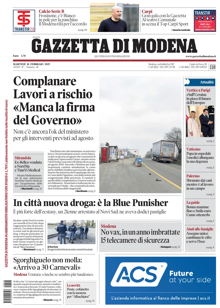 Prima-pagina-gazzetta di modena-oggi-edizione-del-2025-02-18